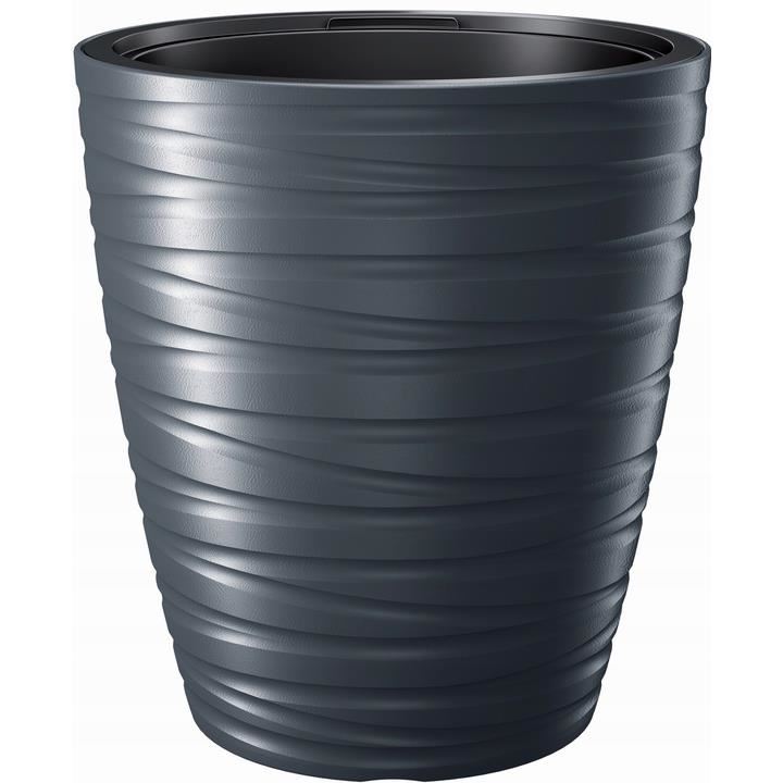 Ghiveci decorativ de flori, rotund, antracit, 29.6x32.9 cm, Maze