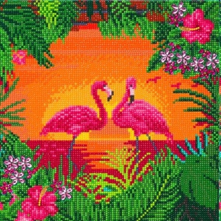 Креативен комплект за рисуване с кристали, Crystal Art, Elegante Flamingo, 30x30cm, Craft Buddy