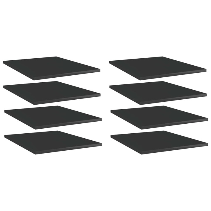 Set placibiblioteca vidaXL, 8 buc. negru extralucios 40 x 50 x 1,5 cm, PAL 17.6 kg