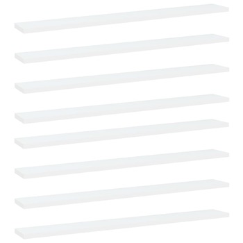 Set de 8 placi de biblioteca, vidaXL, PAL, 80 x 10 x 1.5 cm, Alb Set de 8 placi de biblioteca, vidaXL, PAL, 80 x 10 x 1.5 cm, Alb