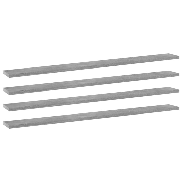Set placibiblioteca vidaXL, 4 buc., gri beton, 100 x 10 x 1,5 cm, PAL 4.4 kg