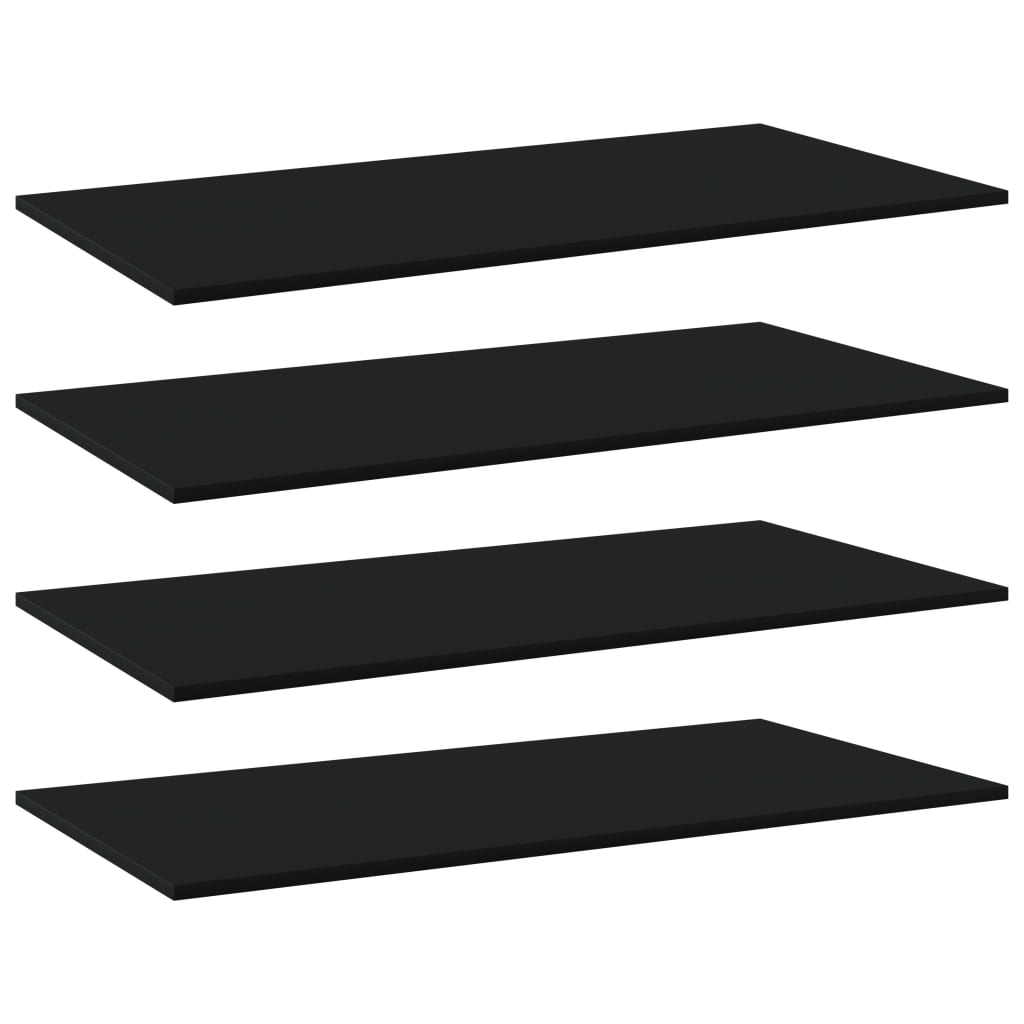 Set de 4 placi de biblioteca, vidaXL, PAL, 100 x 50 x 1.5 cm, Negru