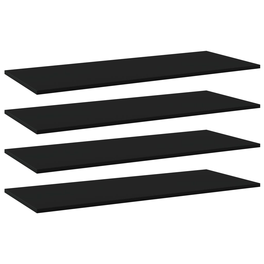 Set de 4 placi de biblioteca, vidaXL, PAL, 100 x 40 x 1.5 cm, Negru