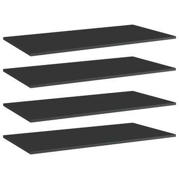 Set de 4 rafturi de biblioteca vidaXL, PAL, 80 x 20 x 1.5 cm, Negru extralucios Set de 4 rafturi de biblioteca vidaXL, PAL, 80 x 20 x 1.5 cm, Negru extralucios