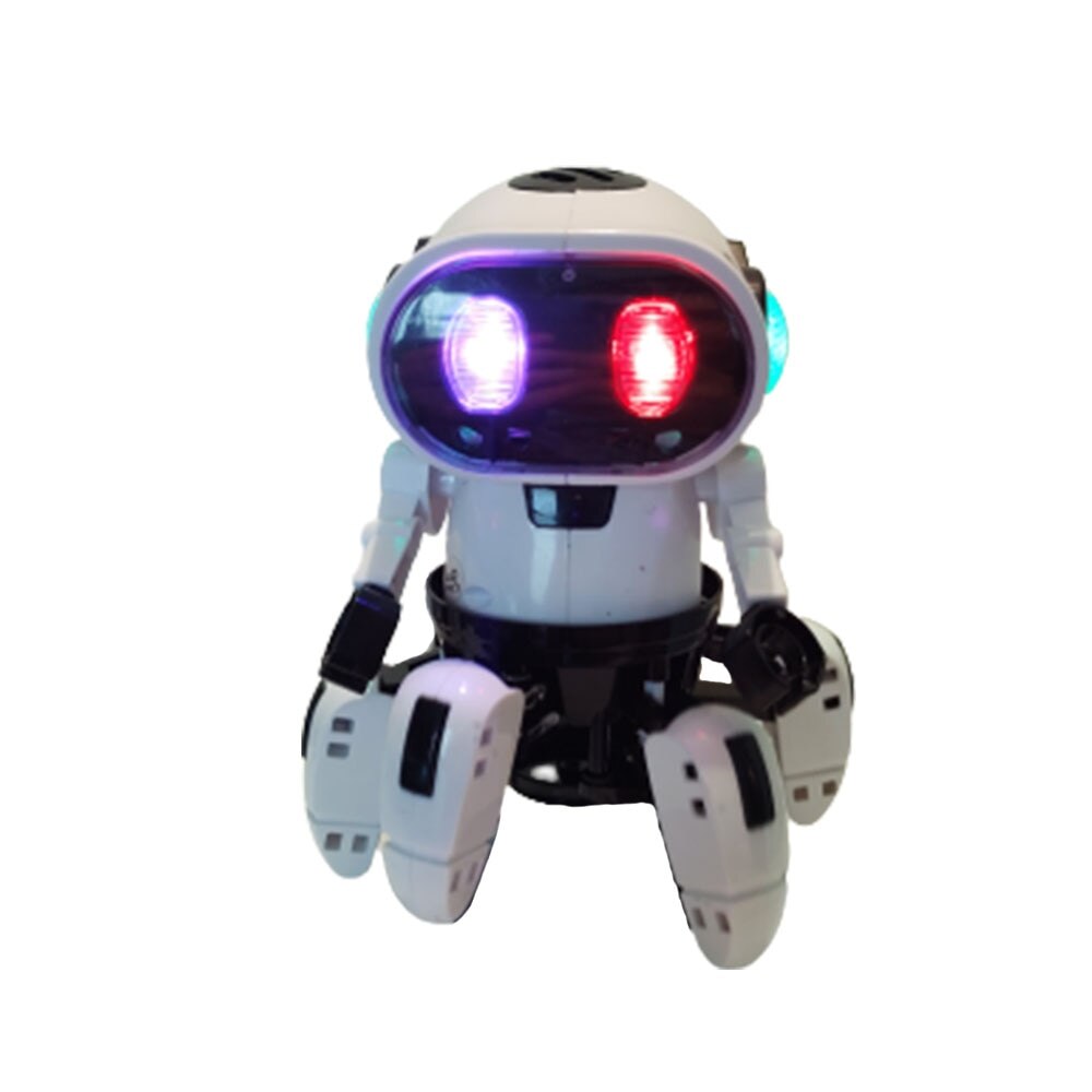 Jucarie Robot dansator Mechanical Warrior, cu sunete si lumini, rotatii 360, 17 cm, alb