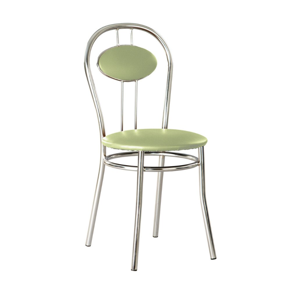 Scaun dining Tiziano, cadru cromat, piele ecologica, verde olive