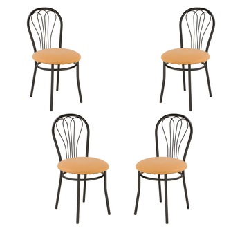 Set 4 scaune dining Venus Black, cadru negru, piele ecologica, ocru Set 4 scaune dining Venus Black, cadru negru, piele ecologica, ocru