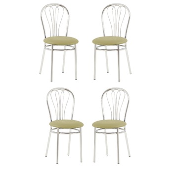 Set 4 scaune dining Venus Chrome, cadru cromat, piele ecologica, verde olive Set 4 scaune dining Venus Chrome, cadru cromat, piele ecologica, verde olive