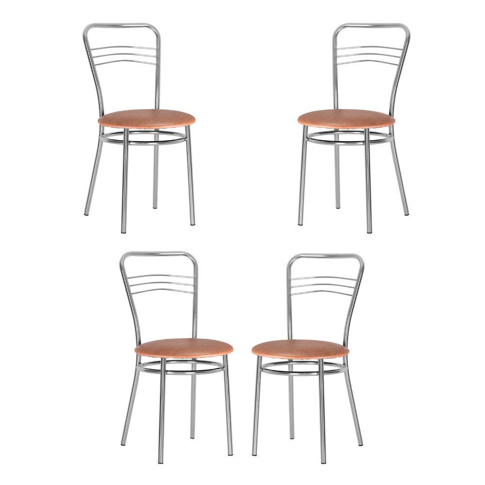 Set 4 scaune dining Argento, cadru cromat, piele ecologica, aramiu