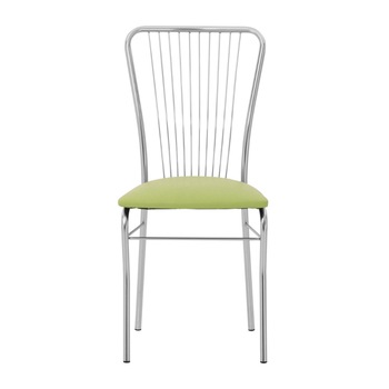 Set 4 scaune dining Neron, cadru cromat, piele ecologica, verde olive