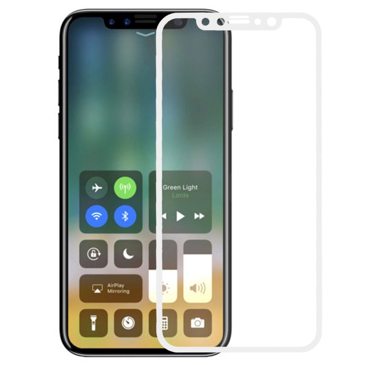 Apple iPhone X kompatibilis üvegvédő fólia, 3D fehér, TELJES KÉPERNYŐ, Edzett üveg, Anti-Shock, Viceversa