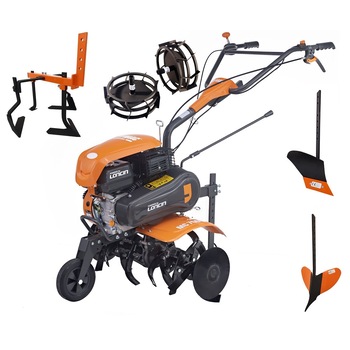 Motocultor MC 7000, 7 Cp, cu roti de cauciuc, plug ,rarita, prasitoare si roti metalice, OMC Motocultor MC 7000, 7 Cp, cu roti de cauciuc, plug ,rarita, prasitoare si roti metalice, OMC