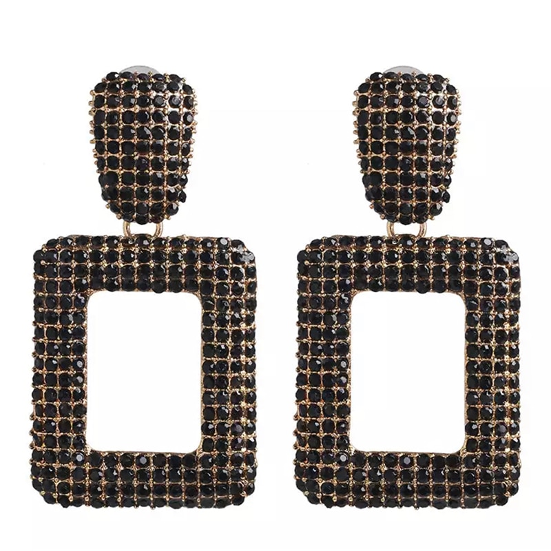 Cercei Geometric Eleganti Luxury Fashion Trends La Moda Negru Stralucitoare fatetate WE031