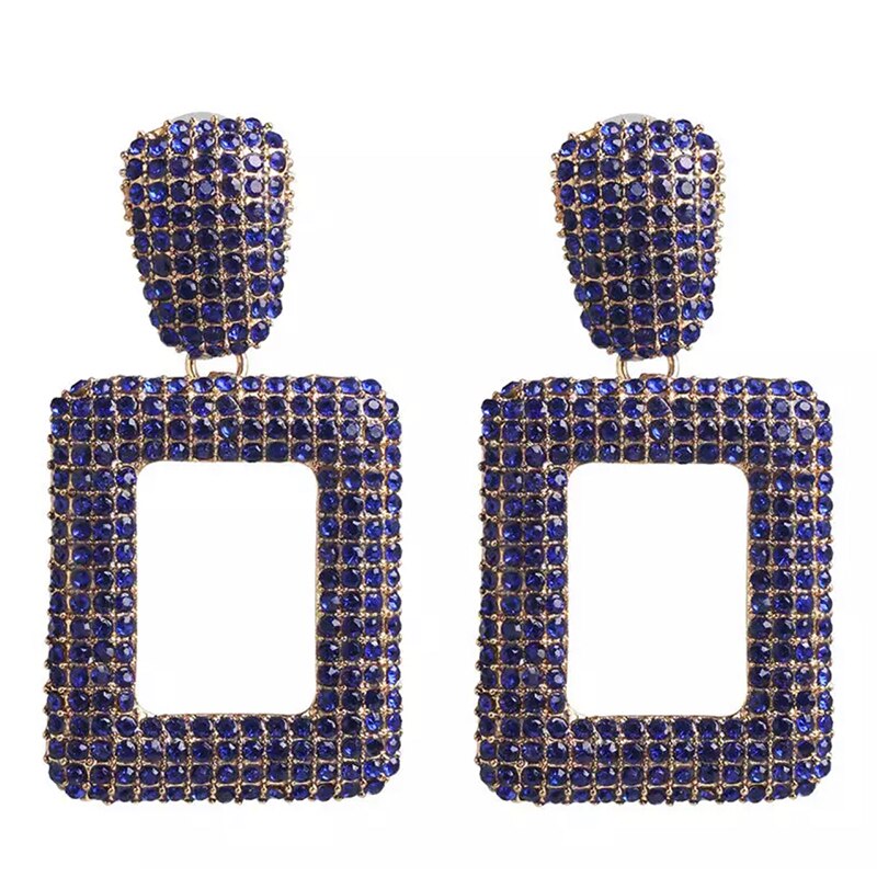 Cercei Geometric Eleganti Luxury Fashion Trends La Moda Albastru Stralucitoare fatetate WE031