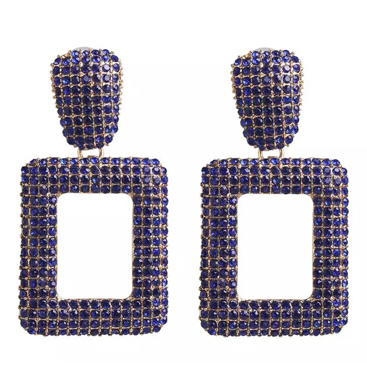 Cercei Geometric Eleganti Luxury Fashion Trends La Moda Albastru Stralucitoare fatetate WE031