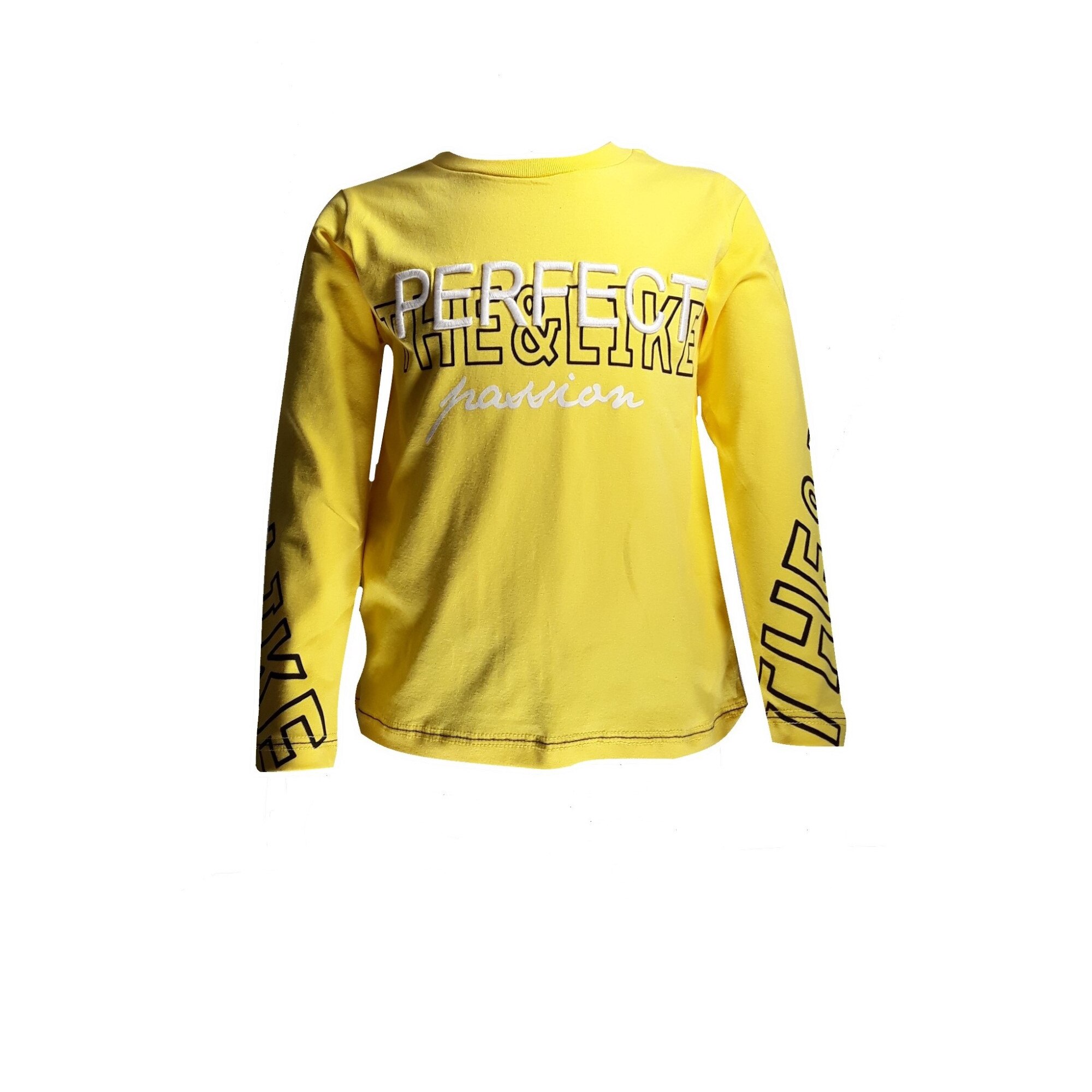 Bluza baieti, galben, bumbac, imprimeu text, 110 cm, 5 ani