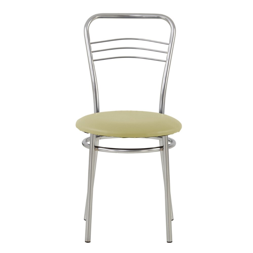 Scaun dining Argento, cadru cromat, piele ecologica, verde olive