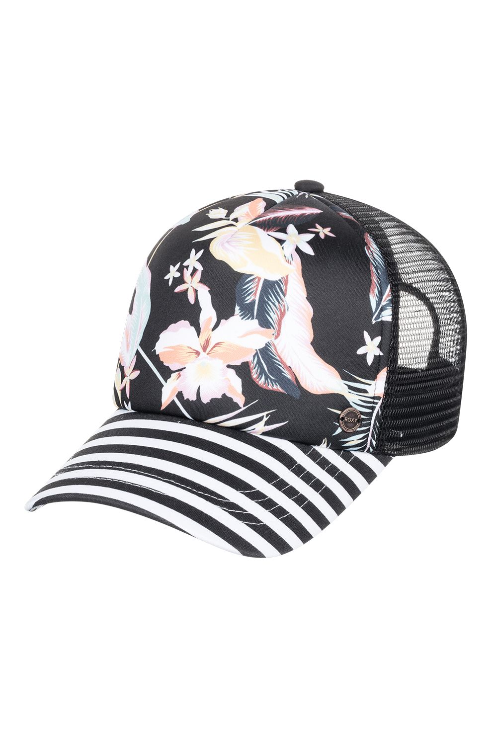 ROXY, Sapca trucker cu imprimeuri variate Beautiful Morning, Negru/Roz piersica/Alb