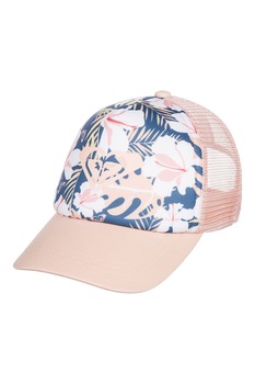 ROXY, Sapca cu imprimeu si garnitura din plasa, Roz piersica/Albastru/Alb ROXY, Sapca cu imprimeu si garnitura din plasa, Roz piersica/Albastru/Alb