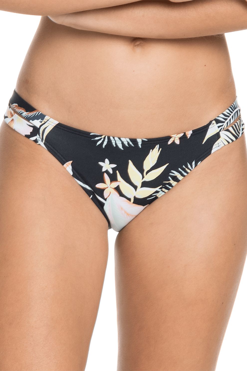 ROXY, Slip cu imprimeu, Negru/Roz piersica/Alb