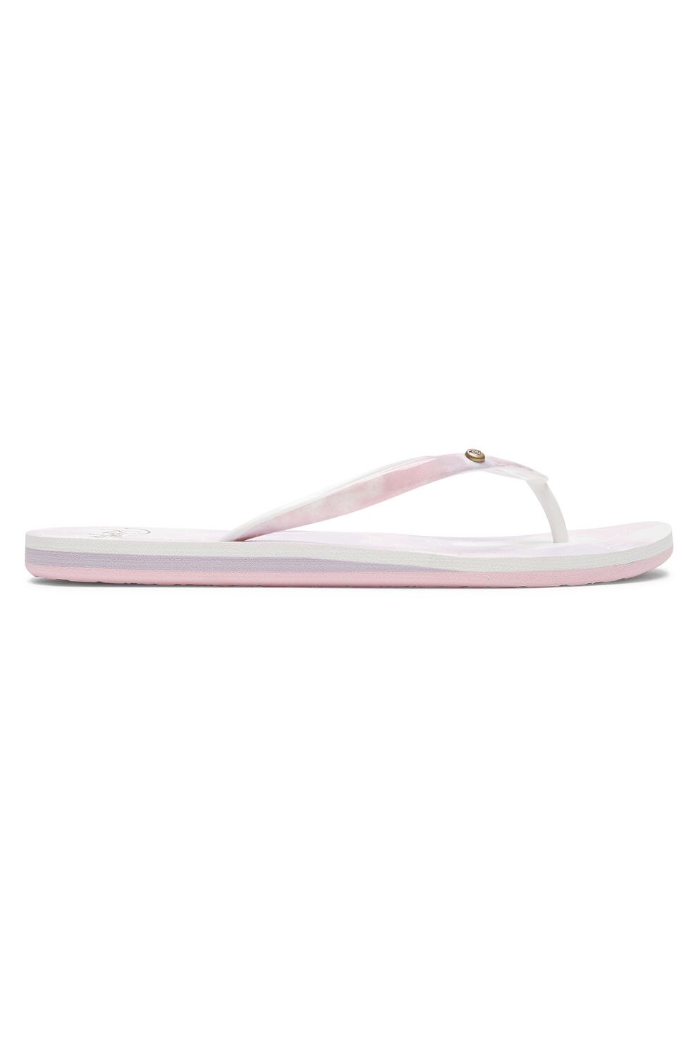 ROXY, Papuci flip-flop cu imprimeu cu hibiscus Portofino, Lila, 8