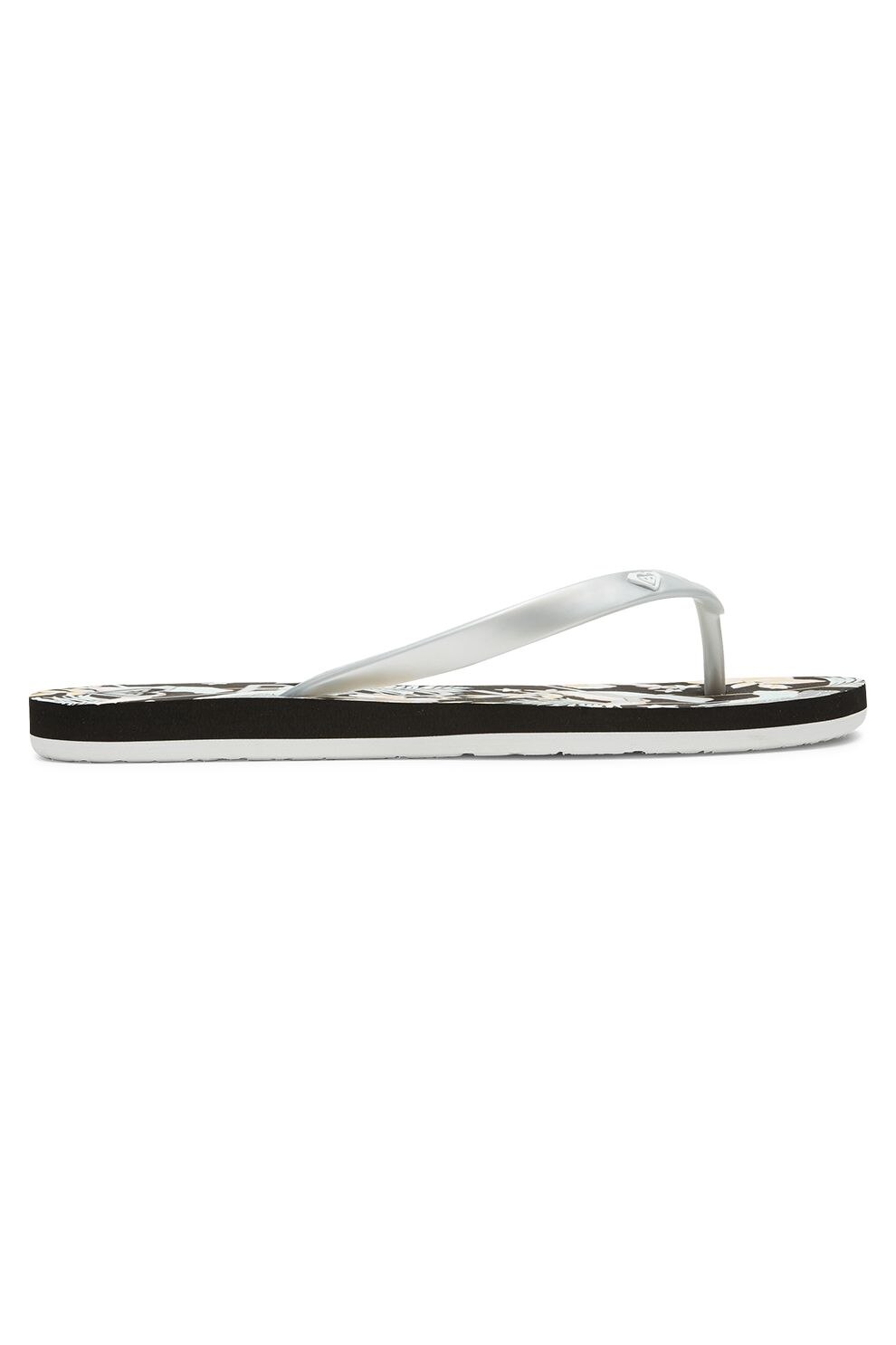 ROXY, Papuci flip-flop cu imprimeu tropical Tahiti, Negru/verde sparanghel/gri deschis, 6
