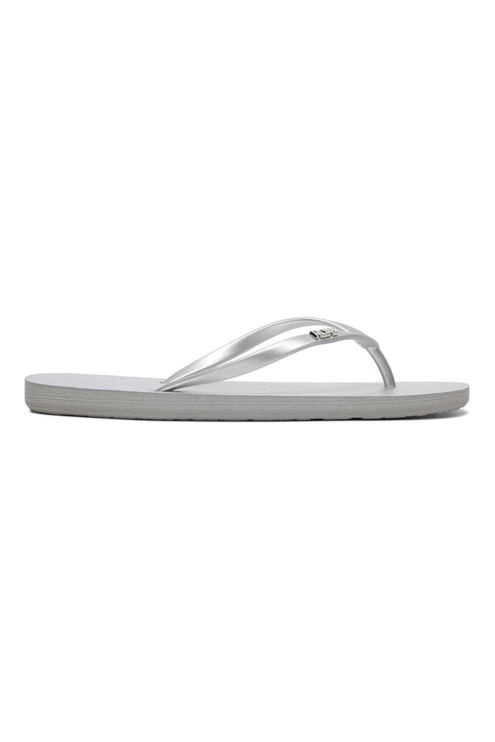 ROXY, Papuci flip-flop cu logo metalic Viva, Gri cenusa/argintiu, 8
