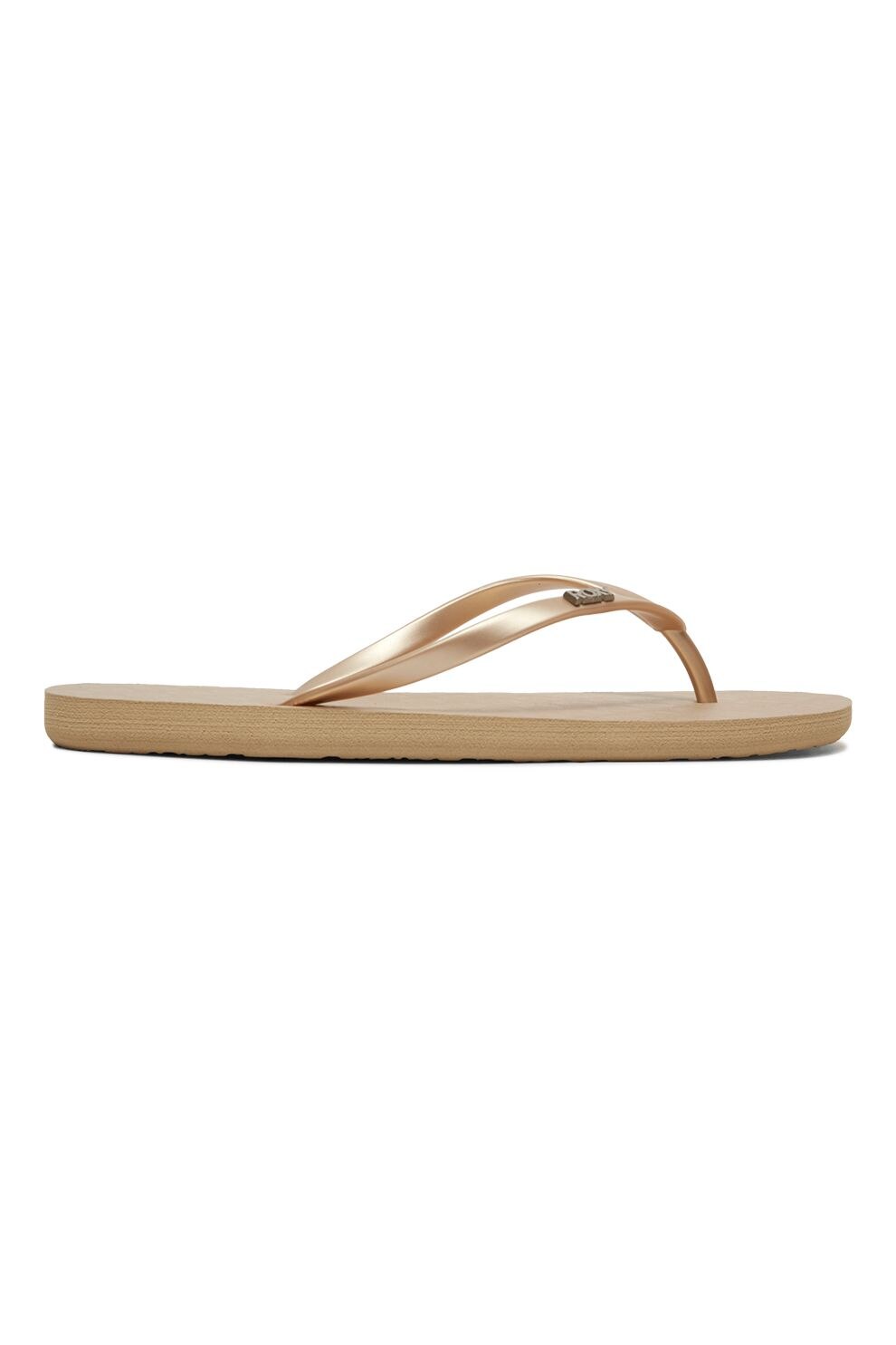 ROXY, Papuci flip-flop cu logo metalic Viva, Maro camel, 8