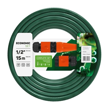 Set Furtun pentru gradina Cellfast ECONOMIC, 3 straturi cu armatura, 1/2 Set Furtun pentru gradina Cellfast ECONOMIC, 3 straturi cu armatura, 1/2