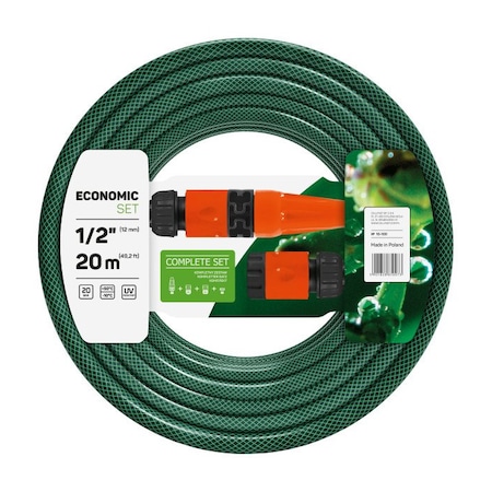 Set Furtun pentru gradina Cellfast ECONOMIC, 3 straturi cu armatura, 1/2" 20m, protectie UV, stropitor, conector