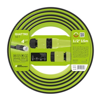 Set Furtun pentru gradina cu 4 straturi Cellfast QUATTRO, 1/2 Set Furtun pentru gradina cu 4 straturi Cellfast QUATTRO, 1/2