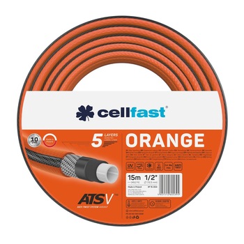 Furtun pentru gradina cu 5 straturi Cellfast ORANGE, 1/2 Furtun pentru gradina cu 5 straturi Cellfast ORANGE, 1/2