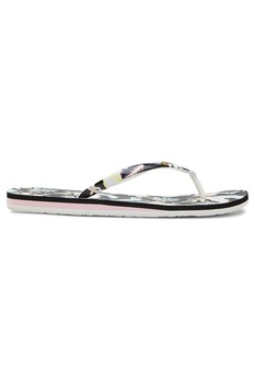 ROXY, Papuci flip-flop cu imprimeu tropical Portofino, Negru/verde sparanghel/roz piersica, 7 ROXY, Papuci flip-flop cu imprimeu tropical Portofino, Negru/verde sparanghel/roz piersica, 7