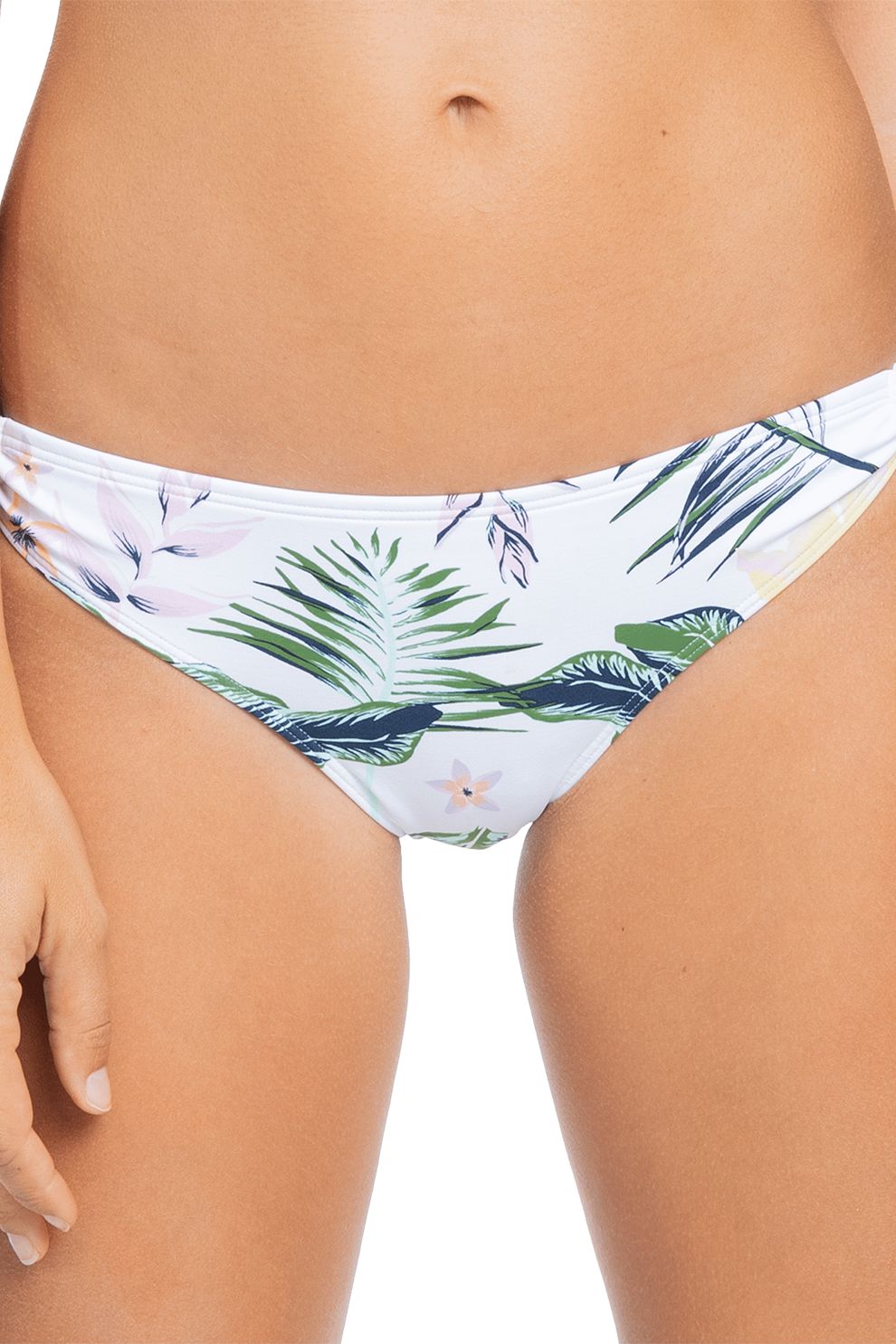 ROXY, Slip brazilian cu imprimeu tropical Bloom, Alb/verde, S