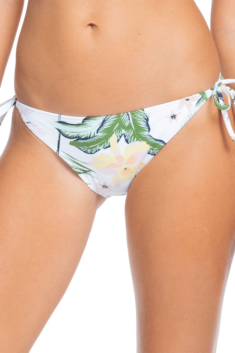 ROXY, Slip brazilian cu imprimeu tropical Bloom, Alb/verde, S