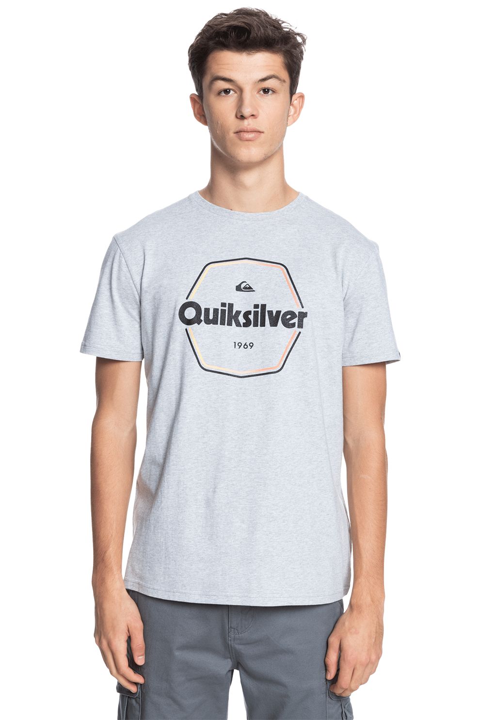 QUIKSILVER, Tricou cu imprimeu logo Hard Wired, Gri deschis