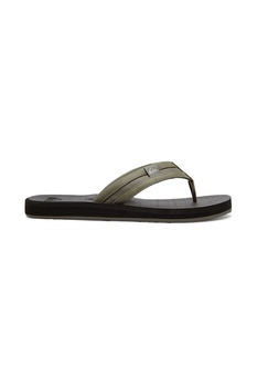 QUIKSILVER, Papuci flip-flop din piele ecologica Carver Squish, Verde militar/Negru, 8 QUIKSILVER, Papuci flip-flop din piele ecologica Carver Squish, Verde militar/Negru, 8