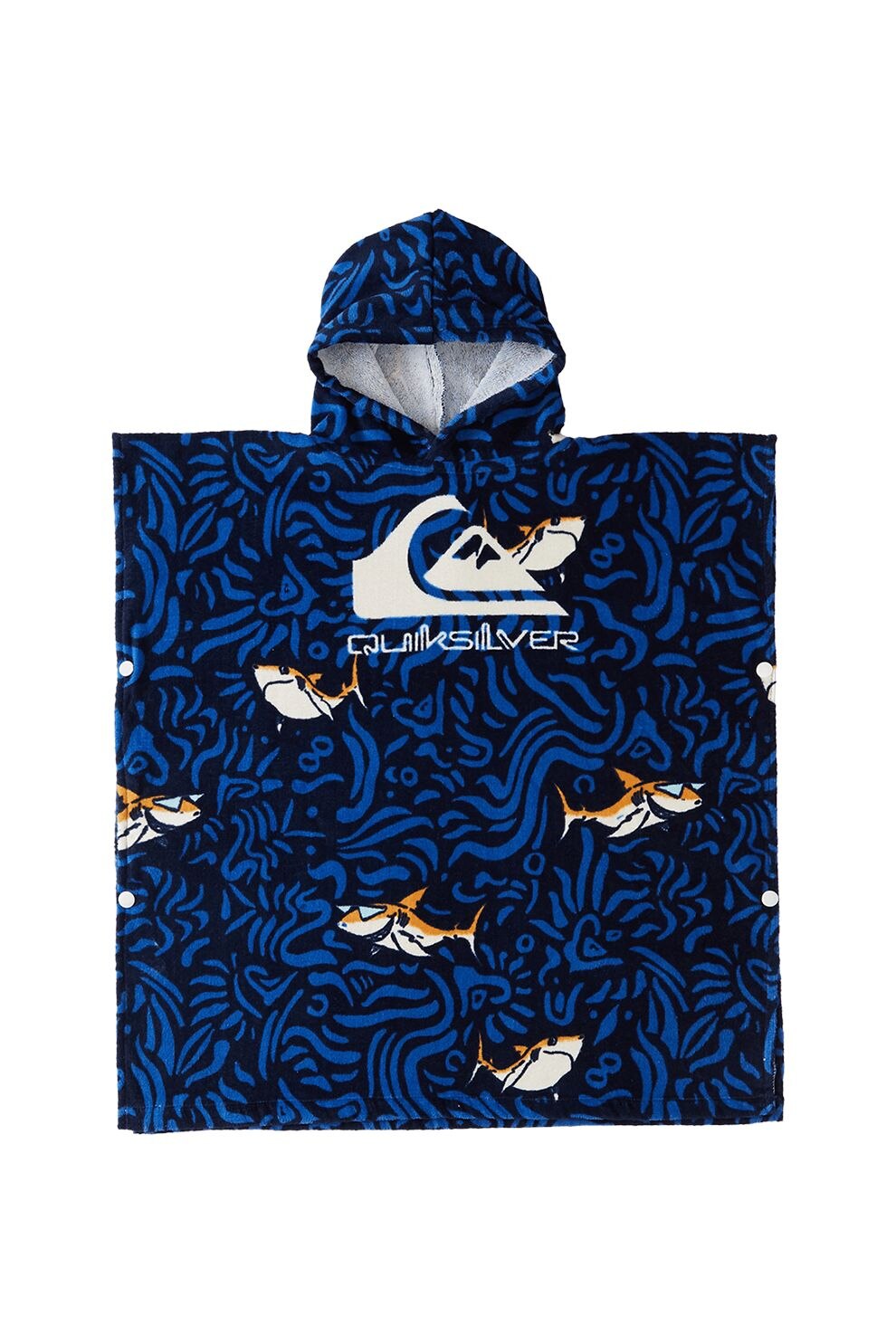 QUIKSILVER, Prosop cu gluga si logo, Albastru inchis/Negru