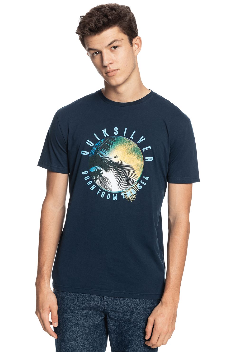 QUIKSILVER, Tricou cu imprimeu logo si grafic, Negru