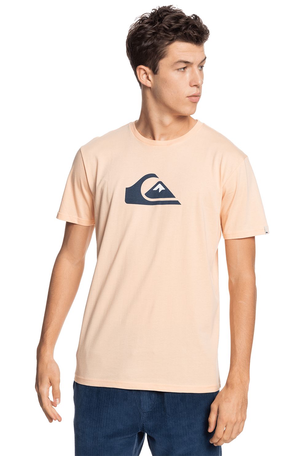 QUIKSILVER, Tricou din bumbac cu imprimeu logo, Oranj pal, S