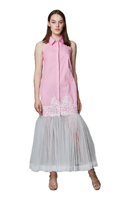 Rochie, Welika, cu Volane, Marimea 36, Roz/Alb