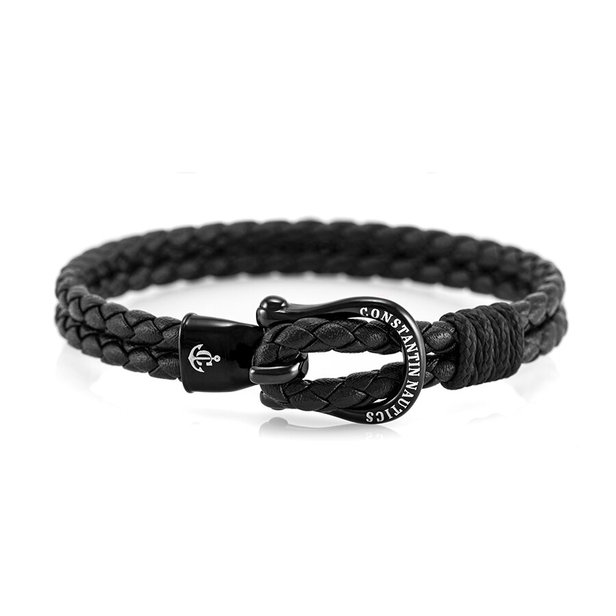 Bratara Constantin Nautics din piele, cu elemente nautice si prindere tip carlig, cod CNJ 10095