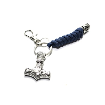 Breloc Viking, Kokoshell, Organizator chei cu pandantiv Thor Hammer, textil albastru Breloc Viking, Kokoshell, Organizator chei cu pandantiv Thor Hammer, textil albastru