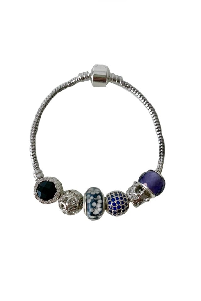 Bratara Charm Kelly placata in 3 straturi cu argint 925, 6 charmuri