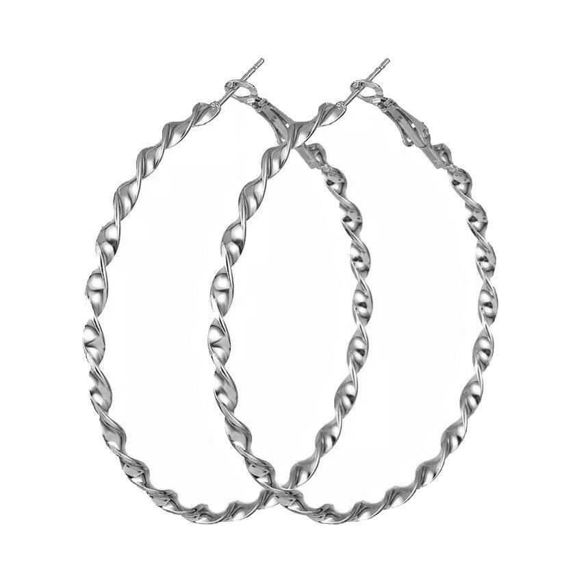 Cercei rotunzi WE009, Argintiu