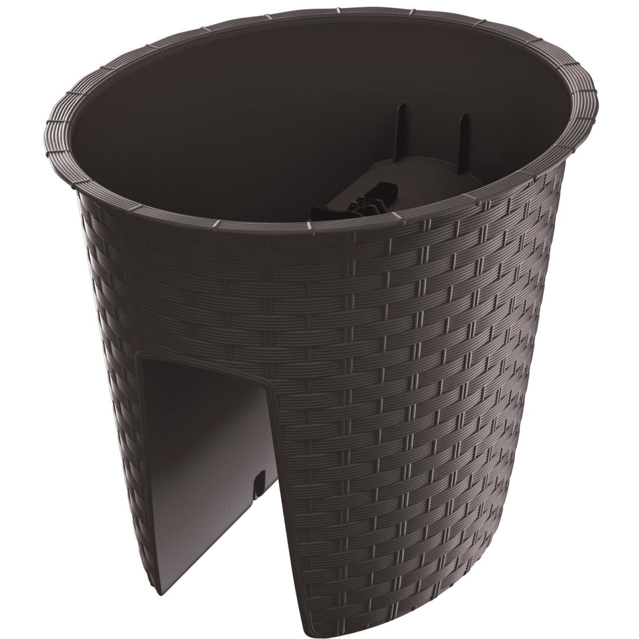 Ghiveci decorativ de flori, oval, pentru balustrade, maro, 29.8x24.2x22.5 cm, Ratolla Railing Oval