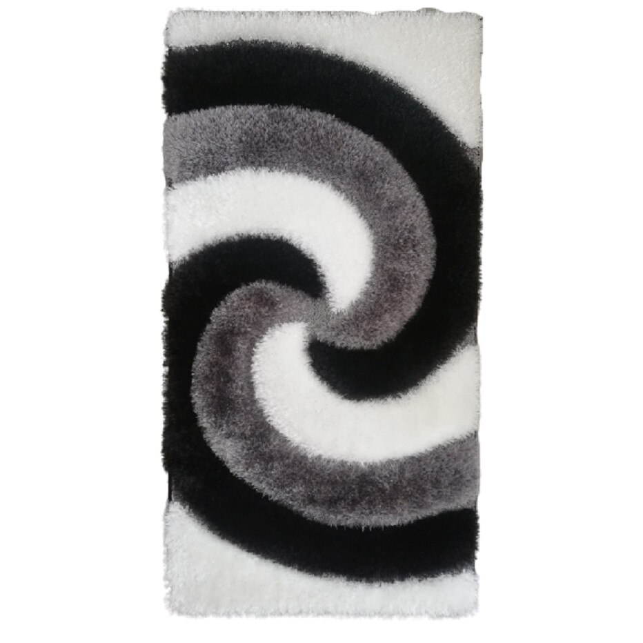 Covor matase 3D, Gri / Negru, model S, 50 x 80 cm