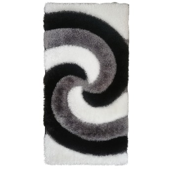 Covor matase 3D, Gri / Negru, model S, 50 x 80 cm Covor matase 3D, Gri / Negru, model S, 50 x 80 cm
