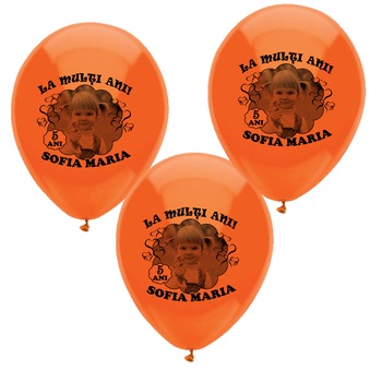 Set 15 baloane personalizate cu fotografie, Personalizari Cadouri, tematica La Multi Ani, culoare portocaliu Set 15 baloane personalizate cu fotografie, Personalizari Cadouri, tematica La Multi Ani, culoare portocaliu