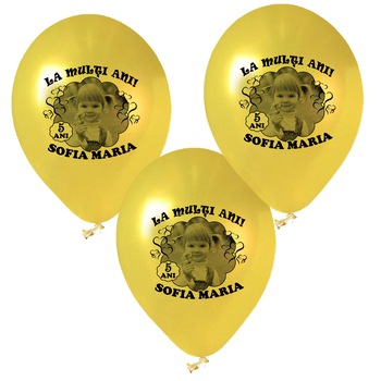 Set 15 baloane personalizate cu fotografie, Personalizari Cadouri, tematica La Multi Ani, culoare auriu Set 15 baloane personalizate cu fotografie, Personalizari Cadouri, tematica La Multi Ani, culoare auriu